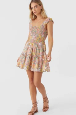 Women O’Neill Dresses<ADELLE JANIS FLORAL SMOCKED DRESS