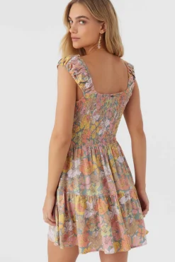 Women O’Neill Dresses<ADELLE JANIS FLORAL SMOCKED DRESS