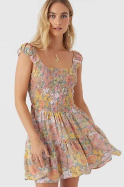 Women O’Neill Dresses<ADELLE JANIS FLORAL SMOCKED DRESS