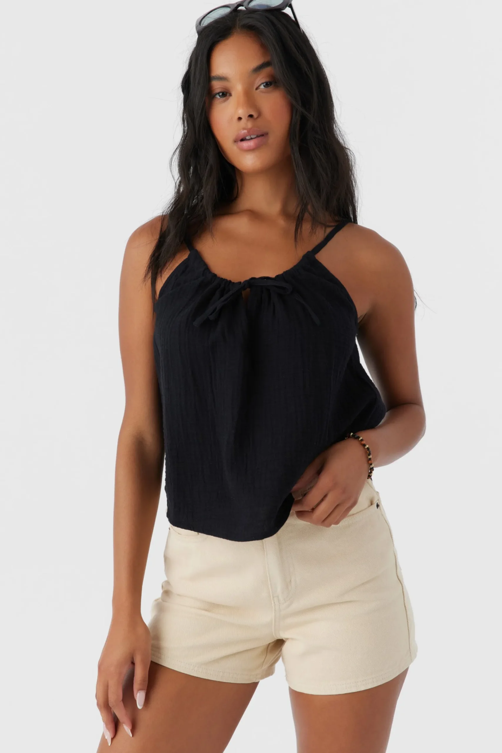 Women O’Neill Tops<ANYA CRINKLE DOUBLE GAUZE TANK TOP