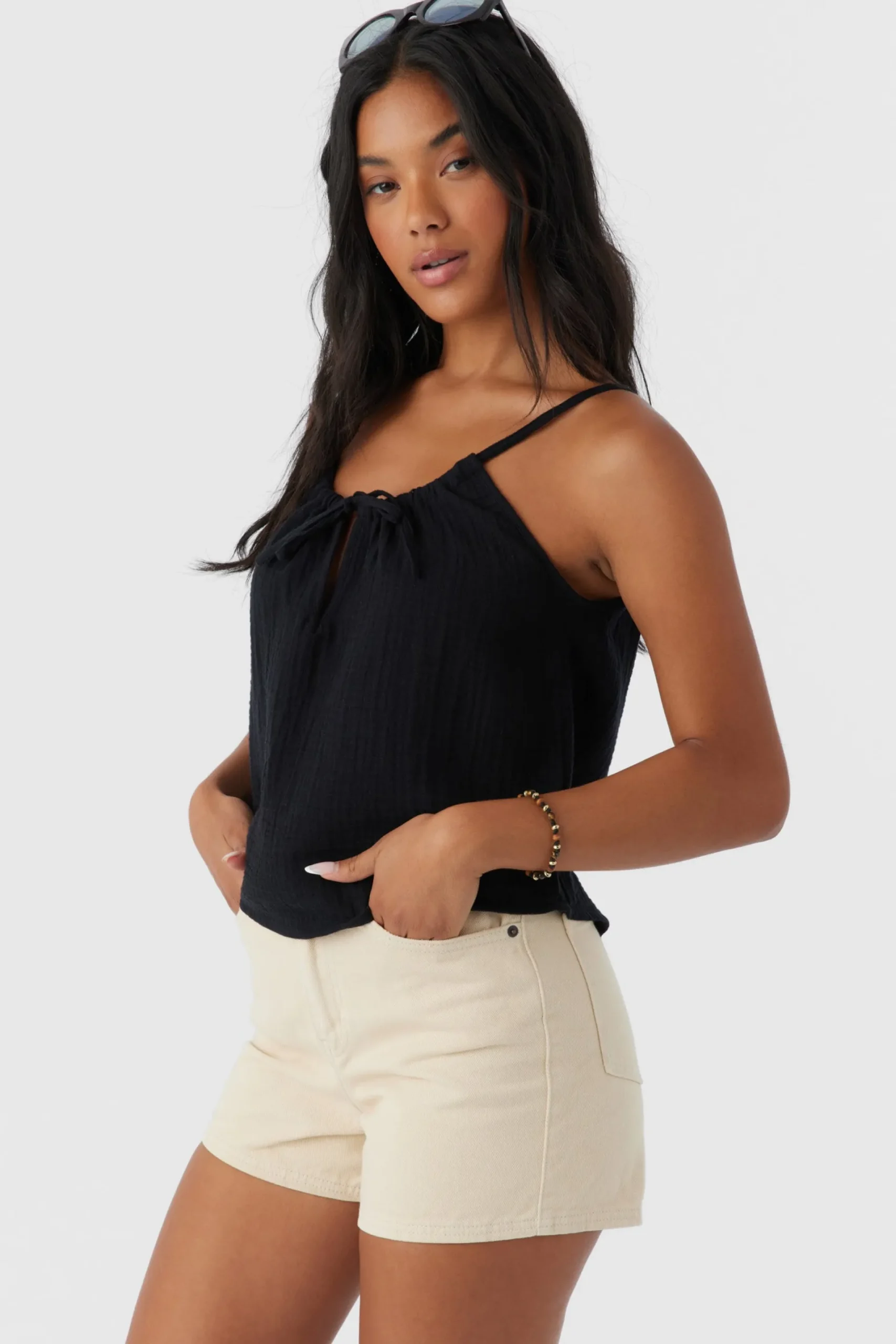 Women O’Neill Tops<ANYA CRINKLE DOUBLE GAUZE TANK TOP
