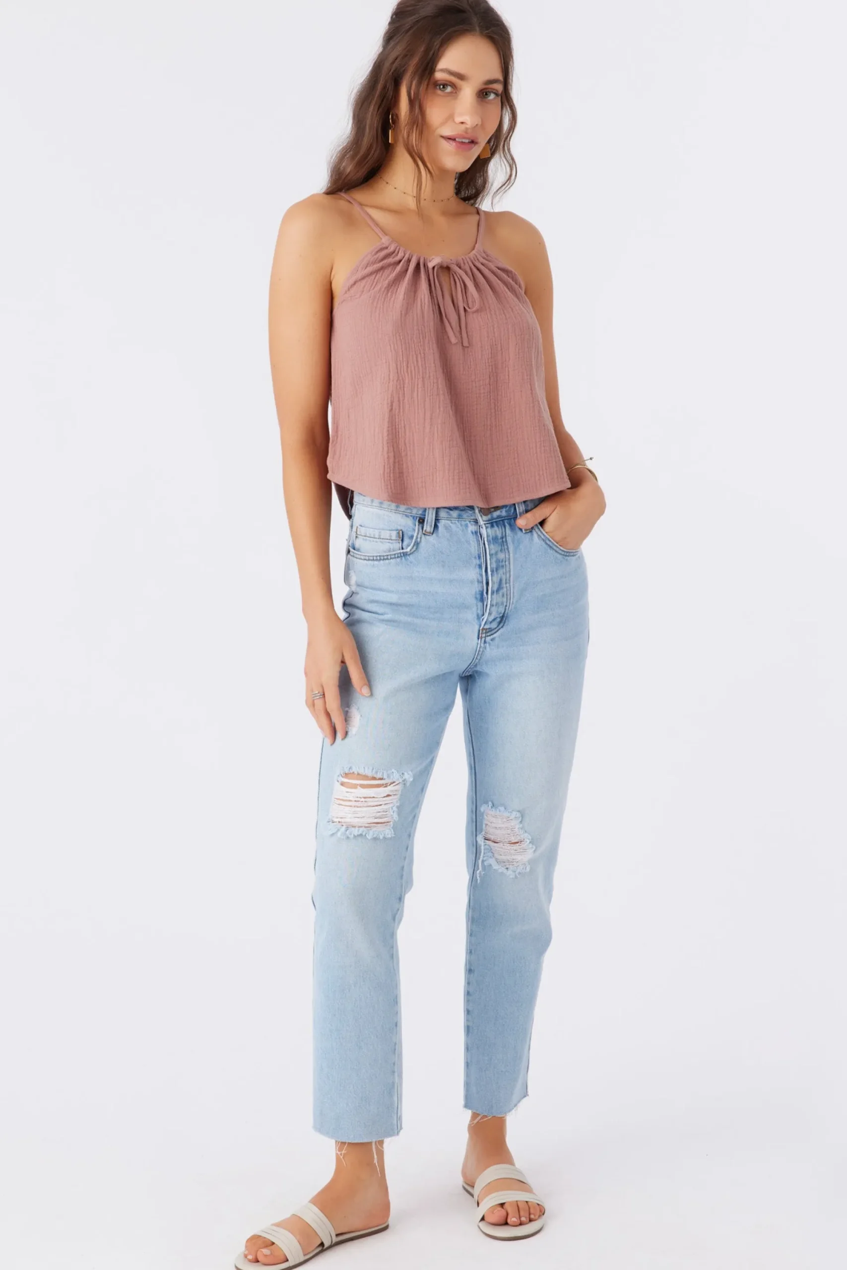 Women O’Neill Tops<ANYA CRINKLE DOUBLE GAUZE TANK TOP