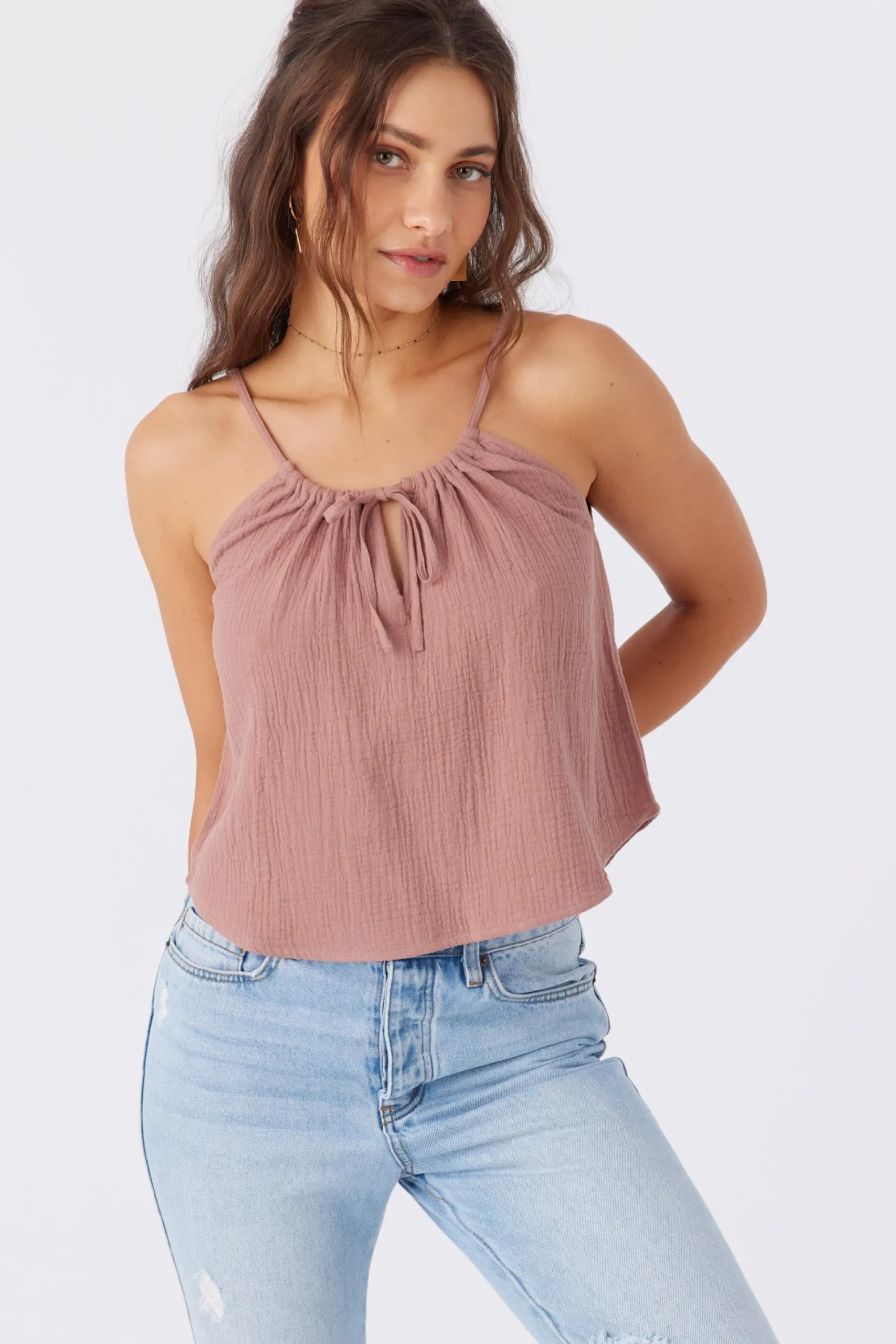 Women O’Neill Tops<ANYA CRINKLE DOUBLE GAUZE TANK TOP