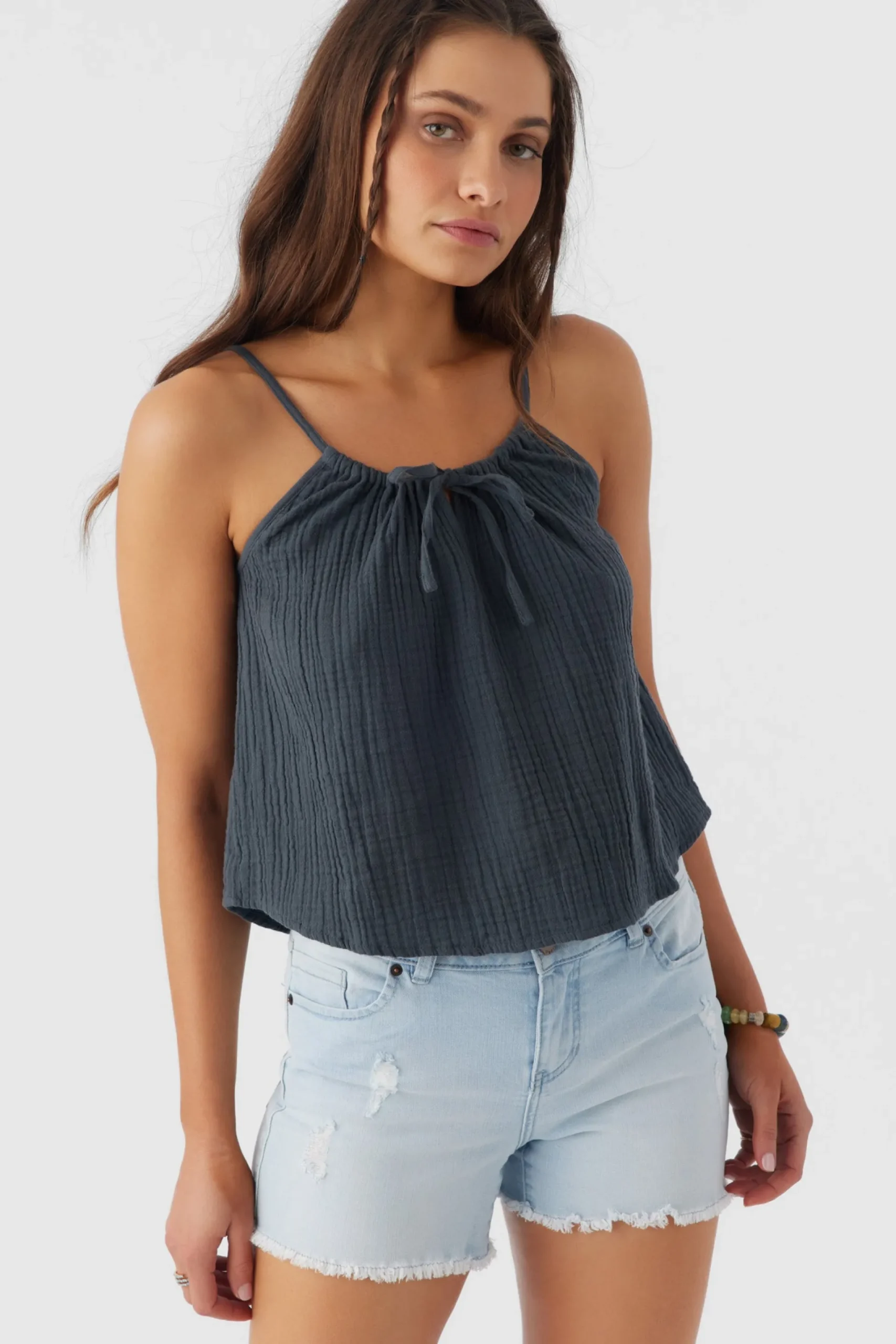 Women O’Neill Tops<ANYA CRINKLE DOUBLE GAUZE TANK TOP