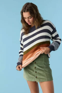 Women O’Neill Sweaters, Hoodies & Fleece<BILLIE STRIPE MOCK NECK OVERSIZED SWEATER