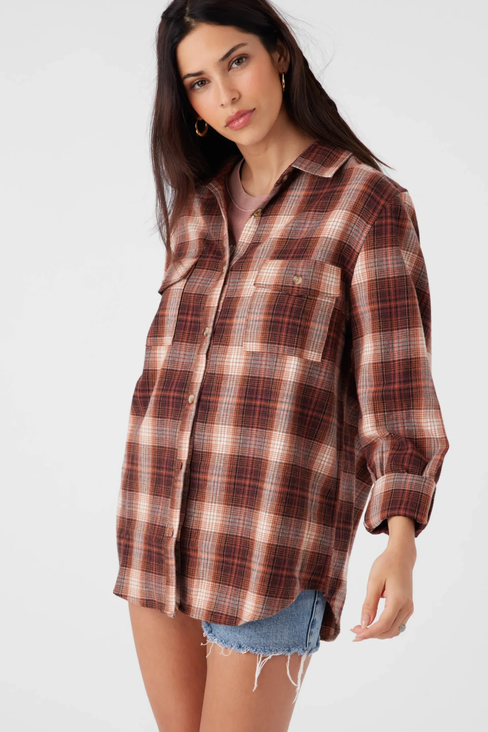 Women O’Neill Tops<BROOKS FLANNEL OVERSIZED FIT SHIRT