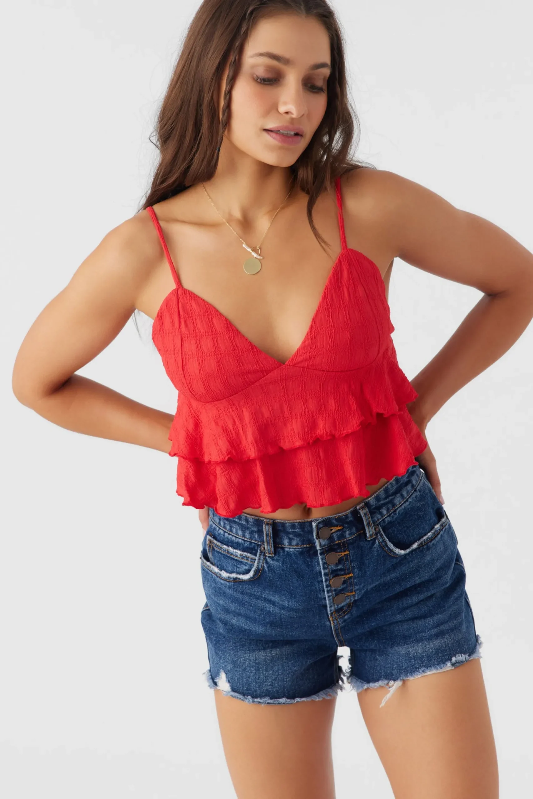Women O’Neill Tops<CHLOEY TEXTURED KNIT TIERED TANK TOP