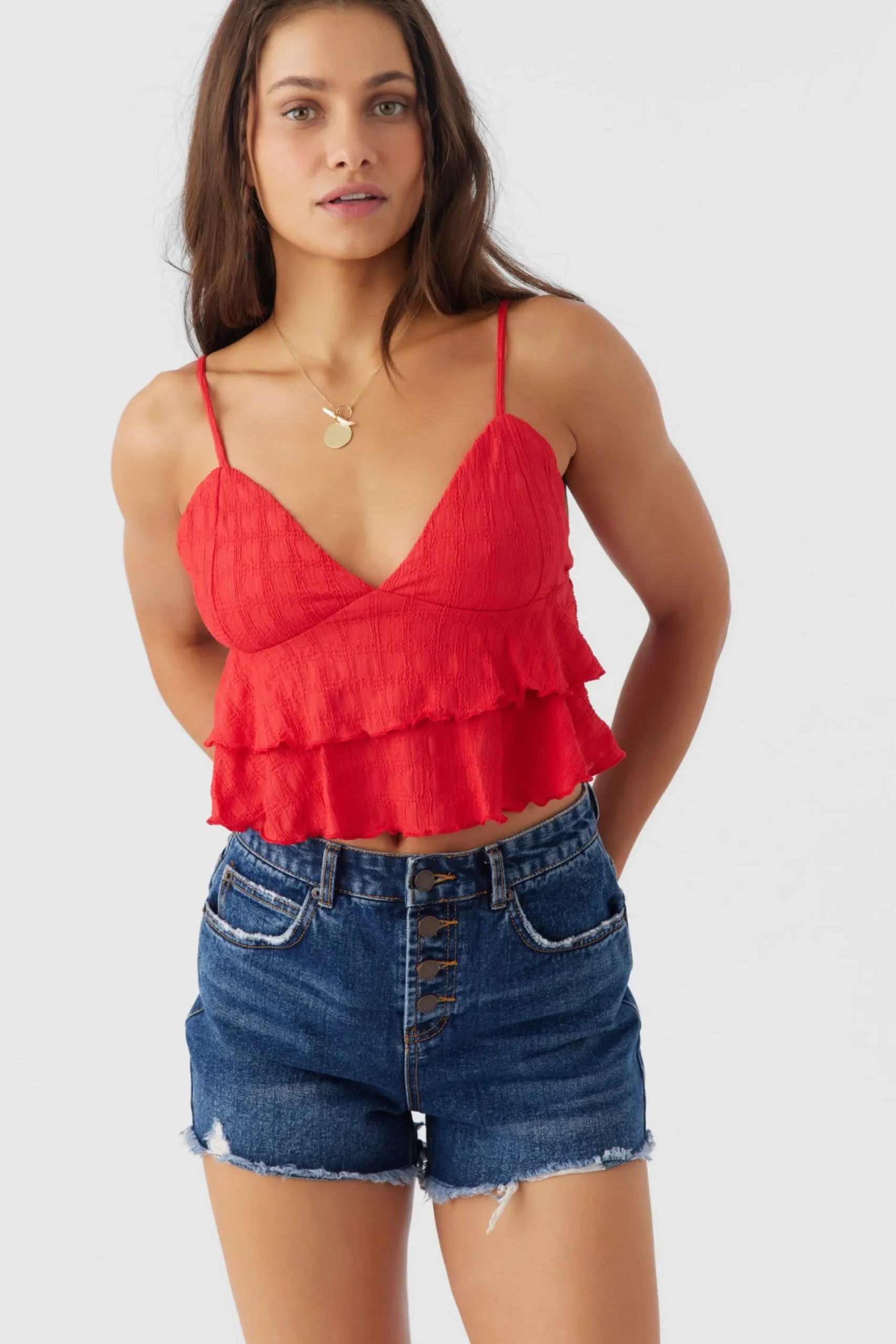 Women O’Neill Tops<CHLOEY TEXTURED KNIT TIERED TANK TOP