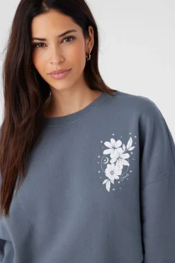 Women O’Neill Sweaters, Hoodies & Fleece|Graphic Tees & Tanks<CHOICE CREW NECK OVERSIZED FIT FLEECE PULLOVER