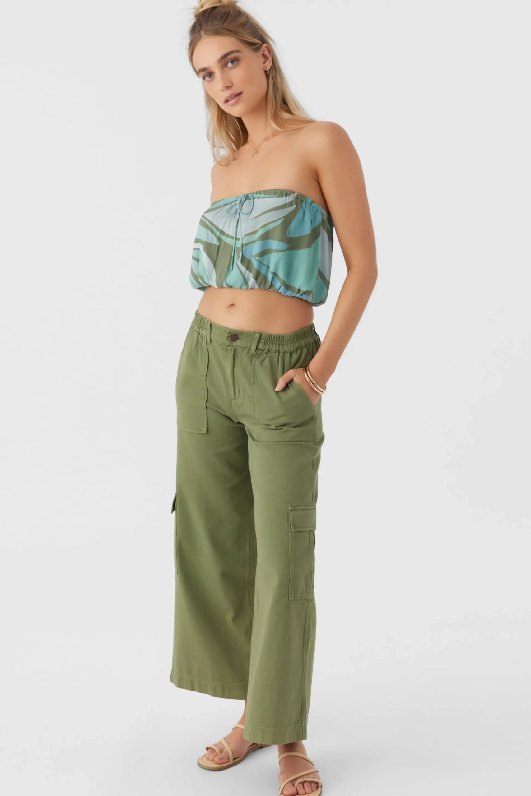 Women O’Neill Tops<DANNY LORETA PRINT STRAPLESS CROP TOP