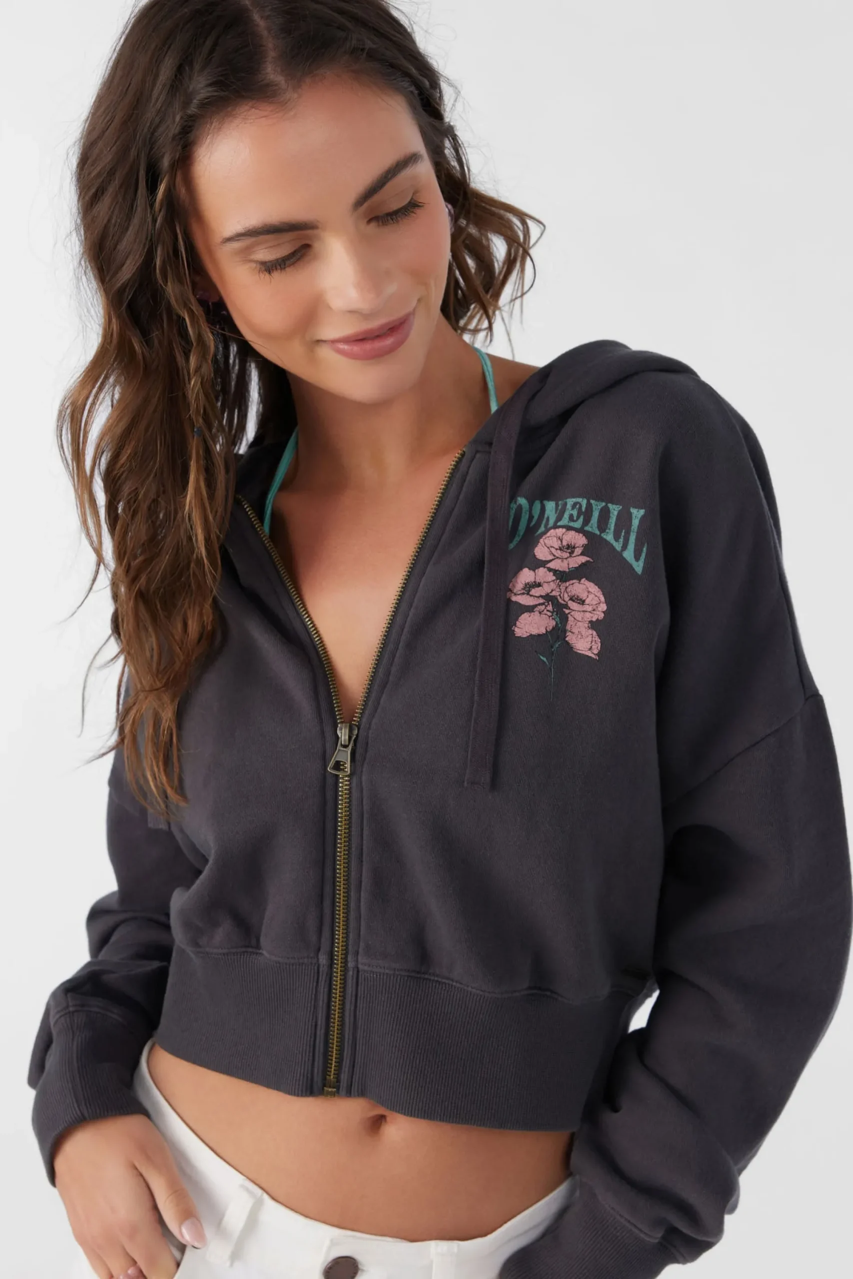 Women O’Neill Graphic Tees & Tanks<DARCIE HOODED ZIP FLEECE JACKET
