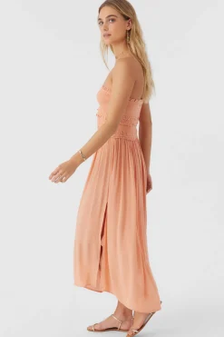 Women O’Neill Dresses<DEVYN SMOCKED STRAPLESS MIDI DRESS