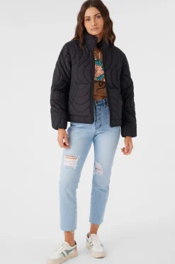 Women O’Neill Jackets<EDEN NYLON WAVE QUILTED ZIP JACKET