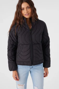 Women O’Neill Jackets<EDEN NYLON WAVE QUILTED ZIP JACKET