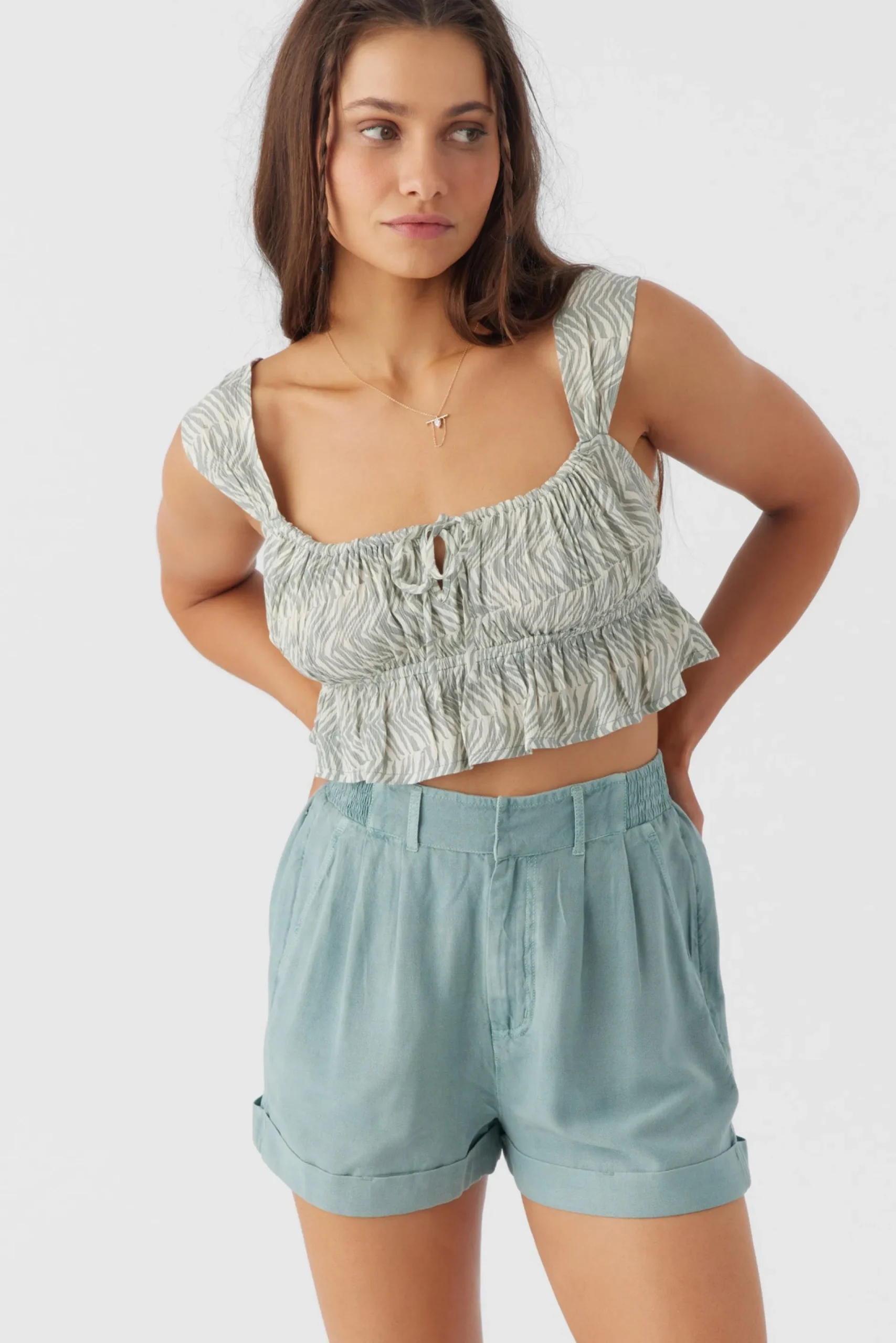 Women O’Neill Tops<GABBIE ZEBRA TEXTURE CROP TOP