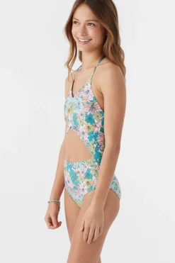 Women/Kids O’Neill One-Pieces|One Pieces<GIRL'S JANIS FLORAL CINCHED ONE-PIECE