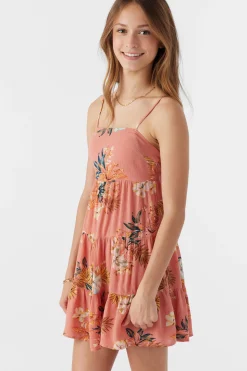 Kids O’Neill Dresses<GIRL'S JILLIAN PUNTA TROPICAL TIERED DRESS