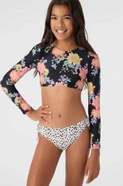 Women/Kids O’Neill Swim Sets|Swim Sets<GIRL'S KALI FLORAL LONG SLEEVE CROP TOP SWIM SET
