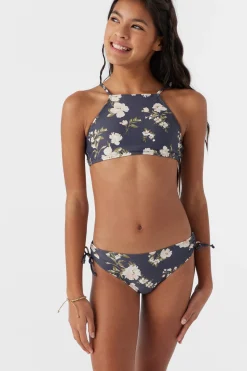 Women/Kids O’Neill Swim Sets|Swim Sets<GIRL'S KENDRA FLORAL MULTI-STRAP HIGH NECK TOP SET