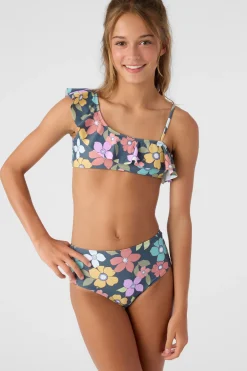 Women/Kids O’Neill Swim Sets|Swim Sets<GIRL'S LAYLA FLORAL ASYMMETRICAL RUFFLE SWIM SET