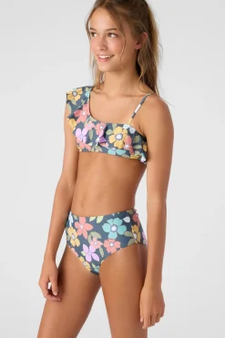 Women/Kids O’Neill Swim Sets|Swim Sets<GIRL'S LAYLA FLORAL ASYMMETRICAL RUFFLE SWIM SET