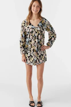 Kids O’Neill Dresses<GIRL'S MARI CAMDEN FORAL LONG SLEEVE DRESS