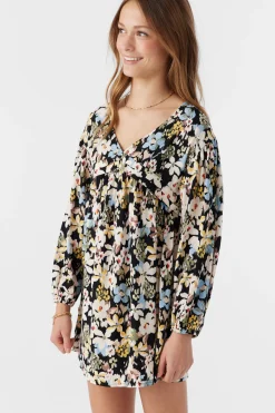Kids O’Neill Dresses<GIRL'S MARI CAMDEN FORAL LONG SLEEVE DRESS