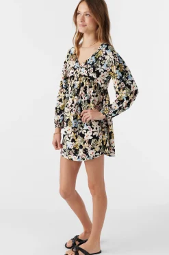 Kids O’Neill Dresses<GIRL'S MARI CAMDEN FORAL LONG SLEEVE DRESS