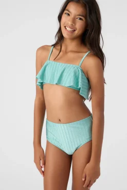 Women/Kids O’Neill Swim Sets|Swim Sets<GIRL'S MIZI METALLIC RIB RUFFLE BRALETTE SWIM SET