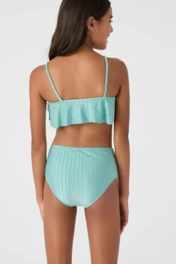 Women/Kids O’Neill Swim Sets|Swim Sets<GIRL'S MIZI METALLIC RIB RUFFLE BRALETTE SWIM SET