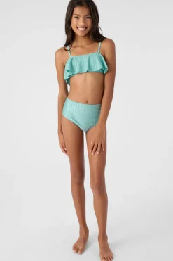 Women/Kids O’Neill Swim Sets|Swim Sets<GIRL'S MIZI METALLIC RIB RUFFLE BRALETTE SWIM SET