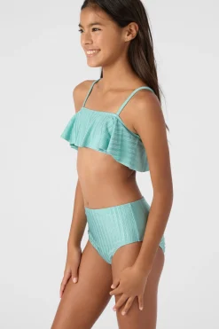 Women/Kids O’Neill Swim Sets|Swim Sets<GIRL'S MIZI METALLIC RIB RUFFLE BRALETTE SWIM SET