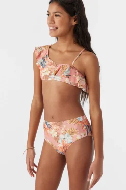 Women/Kids O’Neill Swim Sets|Swim Sets<GIRL'S PUNTA TROPICAL ASYMM RUFFLE BANDEAU TOP SET
