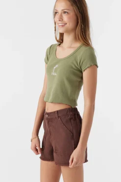 Kids O’Neill Tops<GIRL'S SAMMIE EMBROIDERY PALMS TEE