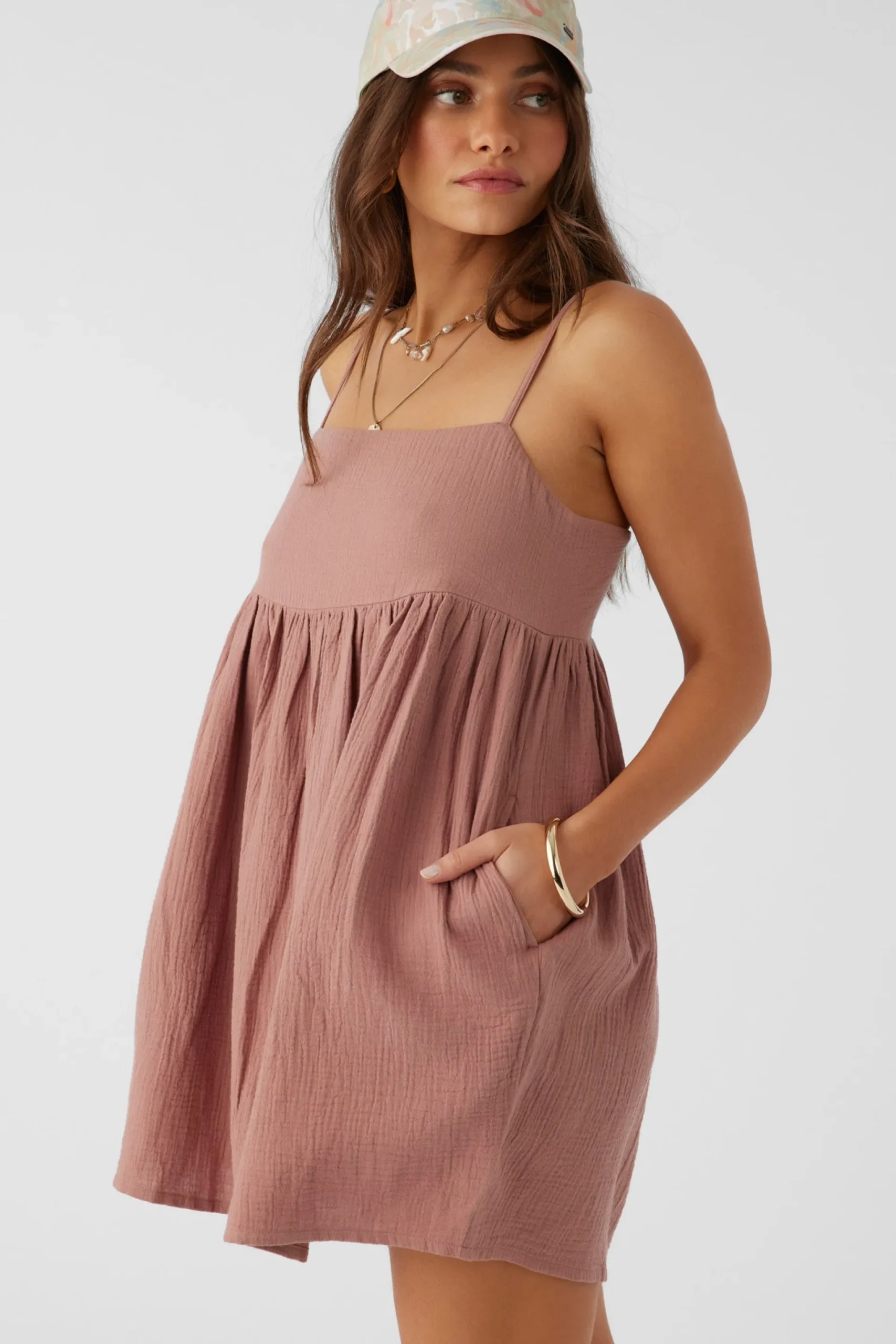 Women O’Neill Cover-Ups<HADIA CRINKLE DOUBLE GAUZE MINI DRESS