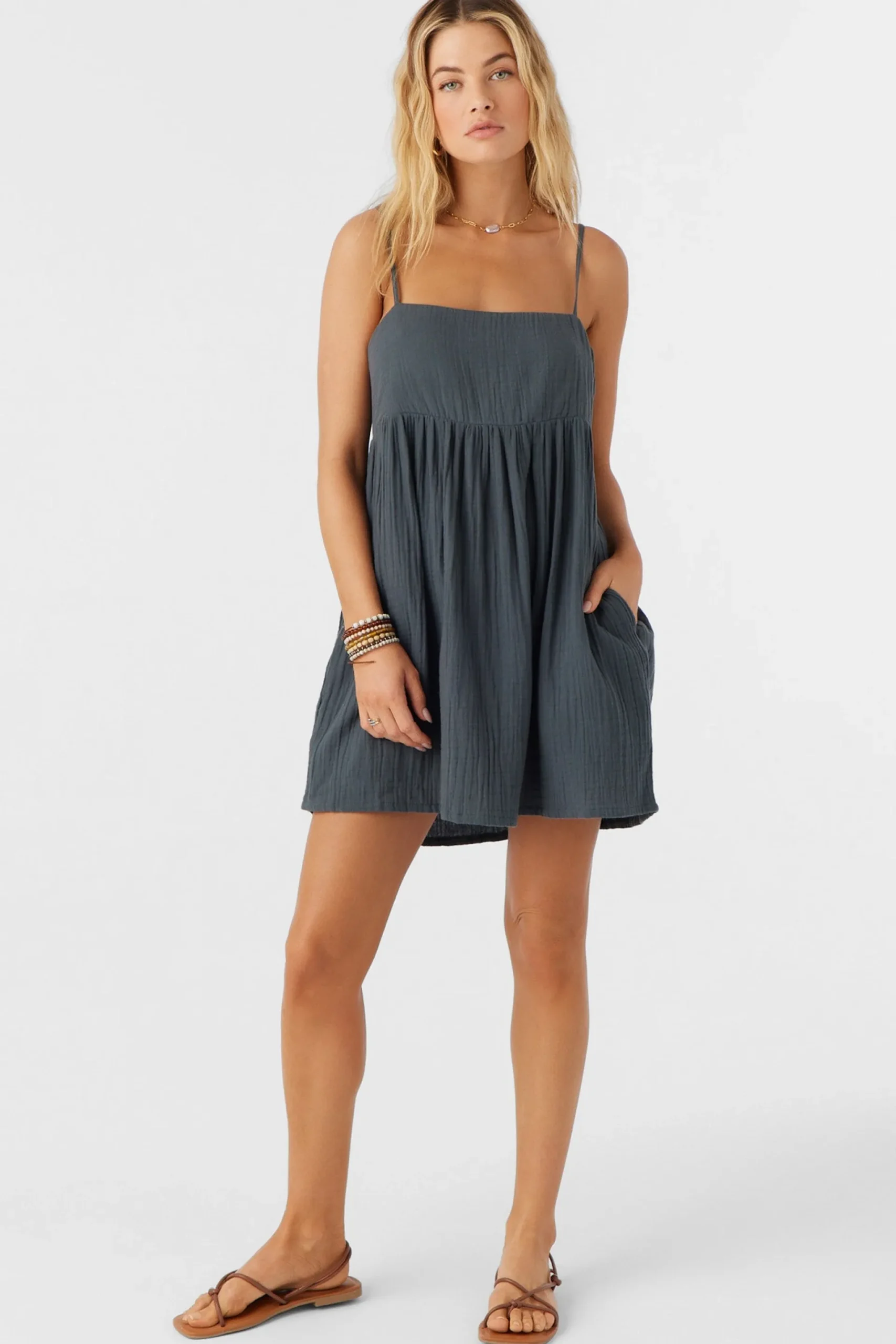 Women O’Neill Cover-Ups<HADIA CRINKLE DOUBLE GAUZE MINI DRESS
