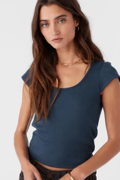 Women O’Neill Tops<HADLIE RIB KNIT SHORT SLEEVE TOP