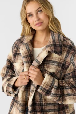 Women O’Neill Jackets<HEATH PLAID HIGH PILE FLEECE JACKET