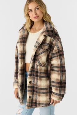 Women O’Neill Jackets<HEATH PLAID HIGH PILE FLEECE JACKET