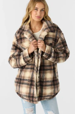 Women O’Neill Jackets<HEATH PLAID HIGH PILE FLEECE JACKET
