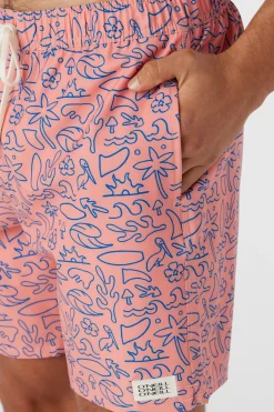 O’Neill Side Pockets<HERMOSA ELASTIC WAIST LINED 17" SWIM TRUNKS