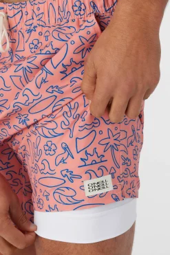 O’Neill Side Pockets<HERMOSA ELASTIC WAIST LINED 17" SWIM TRUNKS