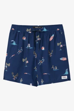 O’Neill Side Pockets<HERMOSA ELASTIC WAIST LINED 17" SWIM TRUNKS
