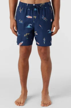O’Neill Side Pockets<HERMOSA ELASTIC WAIST LINED 17" SWIM TRUNKS
