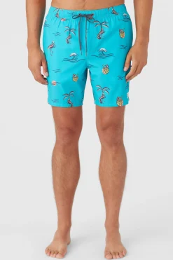 O’Neill Side Pockets<HERMOSA ELASTIC WAIST LINED 17" SWIM TRUNKS