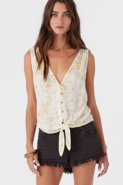 Women O’Neill Tops<JADEN TATIANNA FLORAL TIE-FRONT TOP