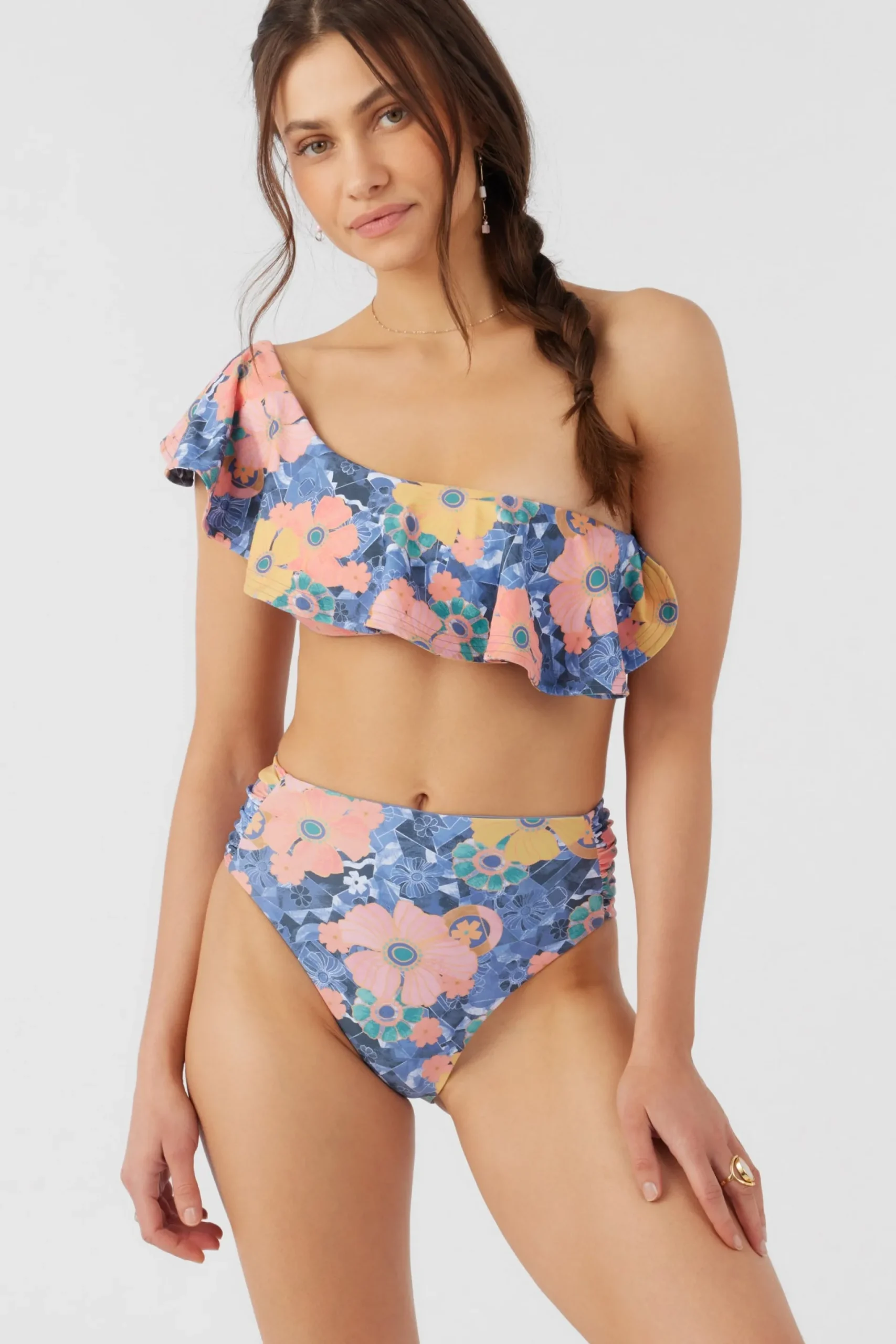 Women O’Neill Bralette|Bikini Tops<JADIA FLORAL MISSION BEACH RUFFLE ONE SHOULDER TOP