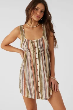 Women O’Neill Dresses<KORIE NEPTUNE STRIPE BUTTON FRONT MINI DRESS