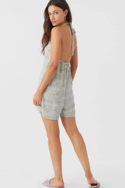 Women O’Neill Jumpsuits & Rompers<LARA ZEBRA TEXTURE HALTER ROMPER