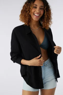 Women O’Neill Cover-Ups<LENI CRINKLE DOUBLE GAUZE BUTTON DOWN SHIRT